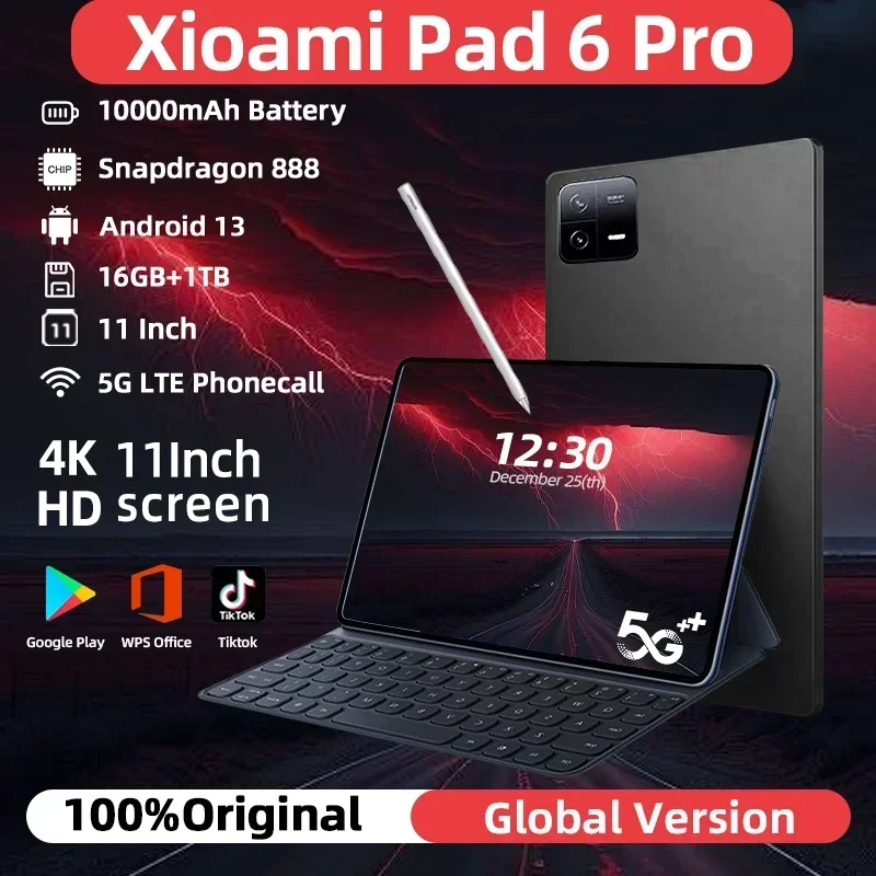 Original Brand Global Pad 6Pro Tablet PC Snapdragon888 10000mAh Android13 RAM 16GB ROM 1TB 5G HD 4K 11.0Inch Screen WIFI