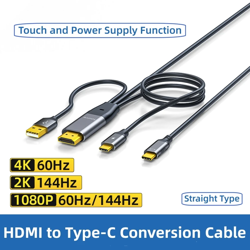 Kabel HD HDMI to Type-C z przetwornica zasilania okularami VR podłączonymi do komputera Adapter dotykowy przenośny ekran dotykowy