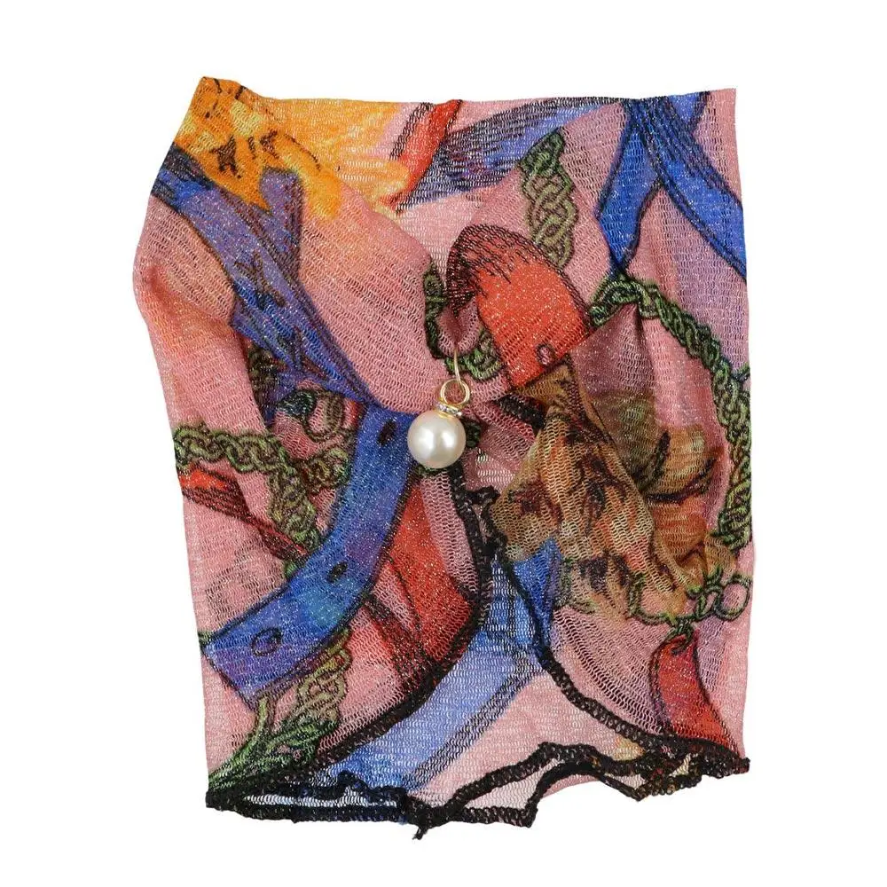 Stripe Sunscreen Scarf Printing Neckerchief Wraps Ruffle Edge Flower Female Shawl Summer Bib Printed Scarf Korean Style Scarves