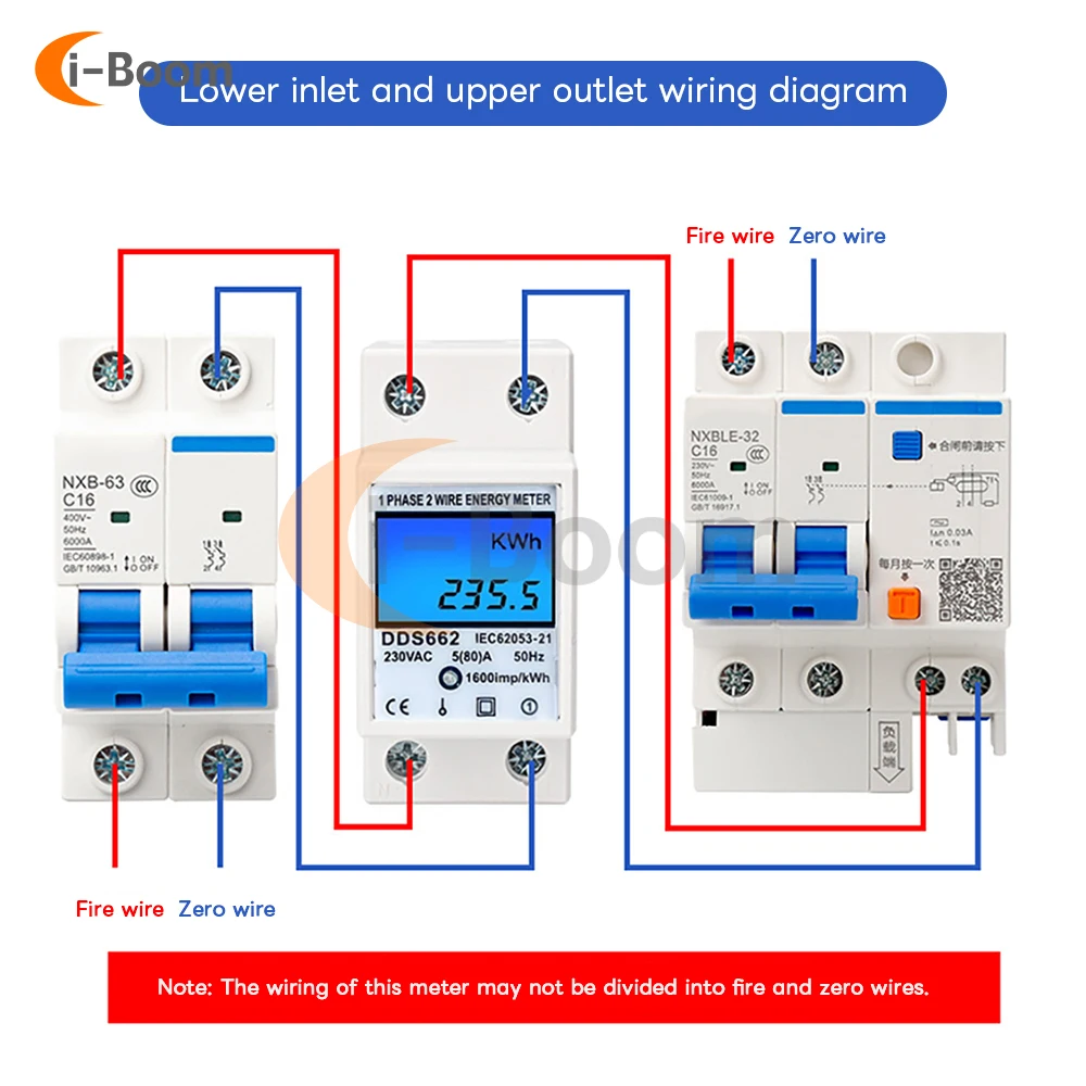 DDS662 AC 220V Single-Phase Multifunction Power Meter Led Display Real-Time Power Monitoring Rail Energy Meter