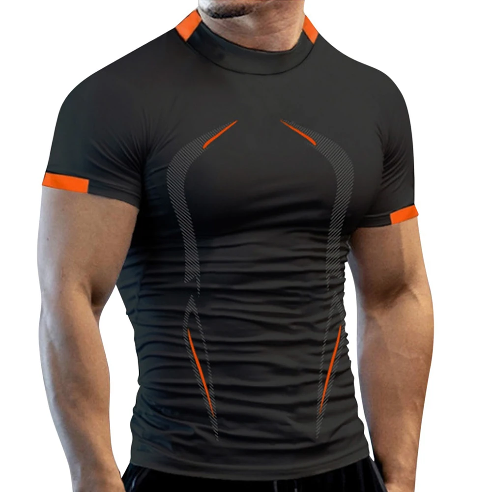 Mens Mens Top Polyester Pullover Quick Dry Short Sleeve Blouse Casual Fitness Gym.Activewear Muscle Slim Fit T-shirt