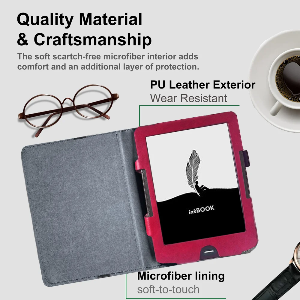 Чехол для 6-дюймовой электронной книги с откидной крышкой и магнитной застежкой для Funda InkBooK Calypso Plus/Classic 2/ Prime Case