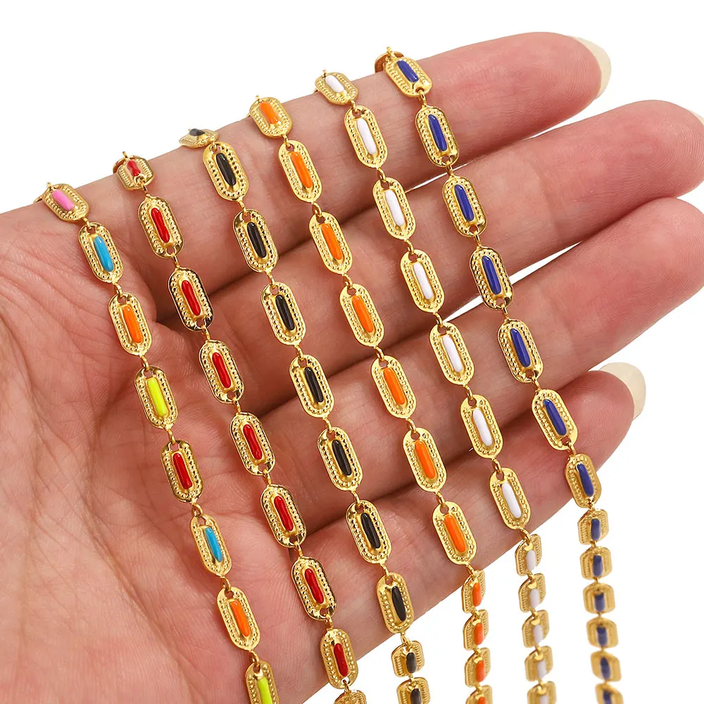 

1m/lot Stainless Steel Enamel Chains For Jewelry Making DIY Necklace Bracelet Making Findings Jewelry Chains Bulk Accessories