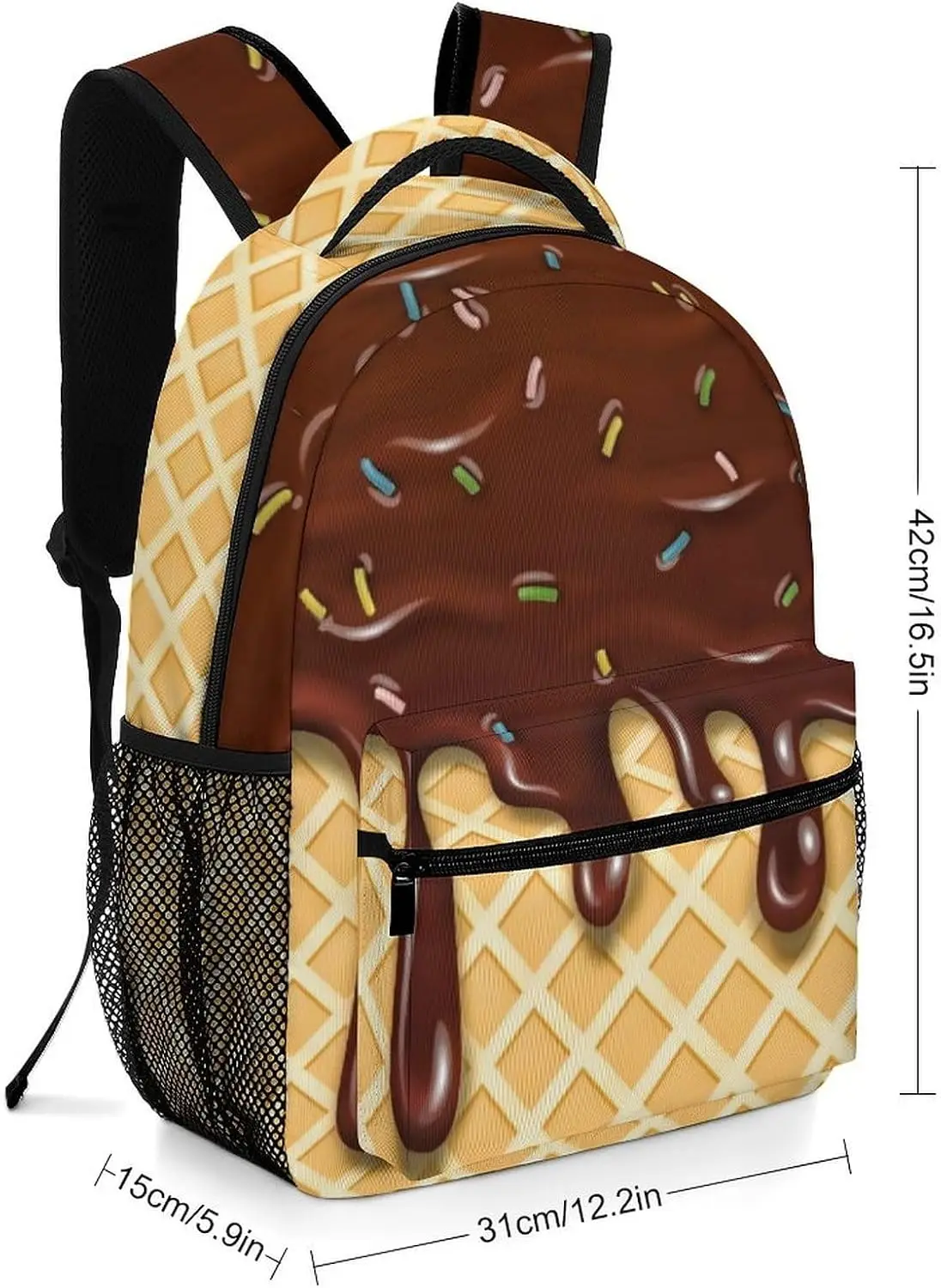 Chocolate Ice Cream Backpack Sports Travel Daypack School Backpack Bookbag for Boy Girl Daypack