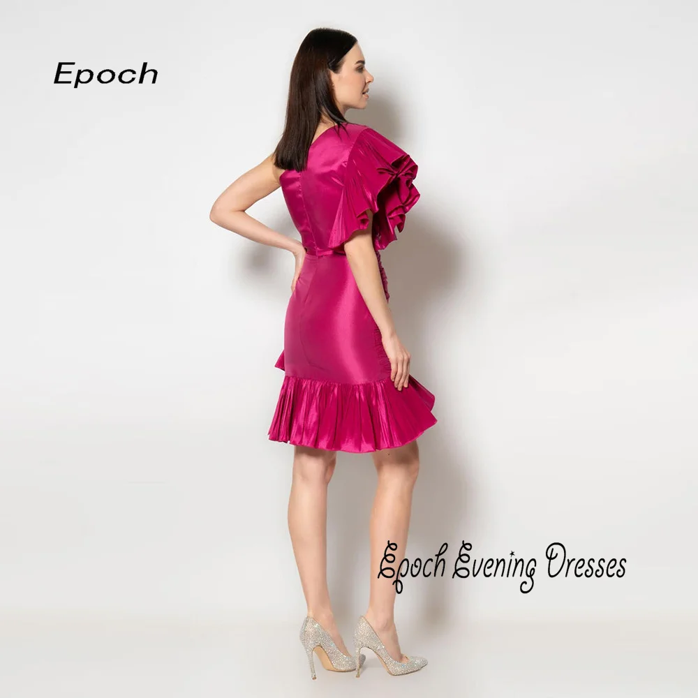 Epoch Short Evening Dress Elegant Ruched Arabia Knee-Length فساتين مناسبة رسمية One-Shoulder Cocktail Prom Gown For Sexy Women