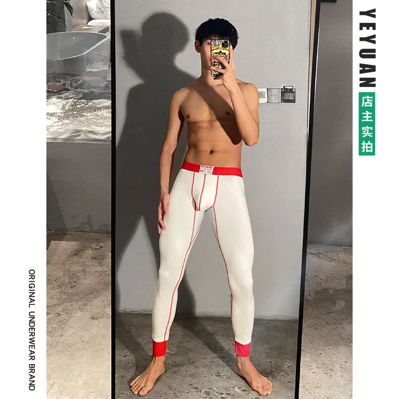 Autumn And Winter 100% Cotton Thermal Underwear Men Long Johns Warm Sleepwear Pants Slim Trend Personalized Underpants Bottoms