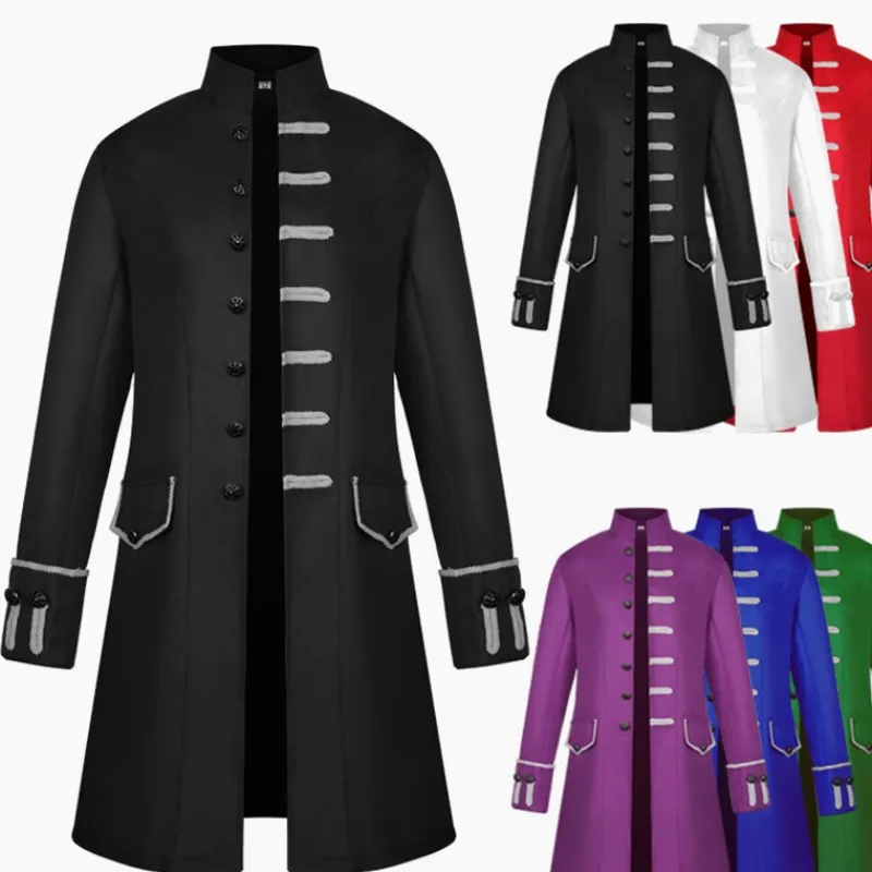 

Мужской модный однотонный средневековый плащ в стиле стейбл-панк, ретро-одежда, осенний сезонный женский этнический сценический костюм