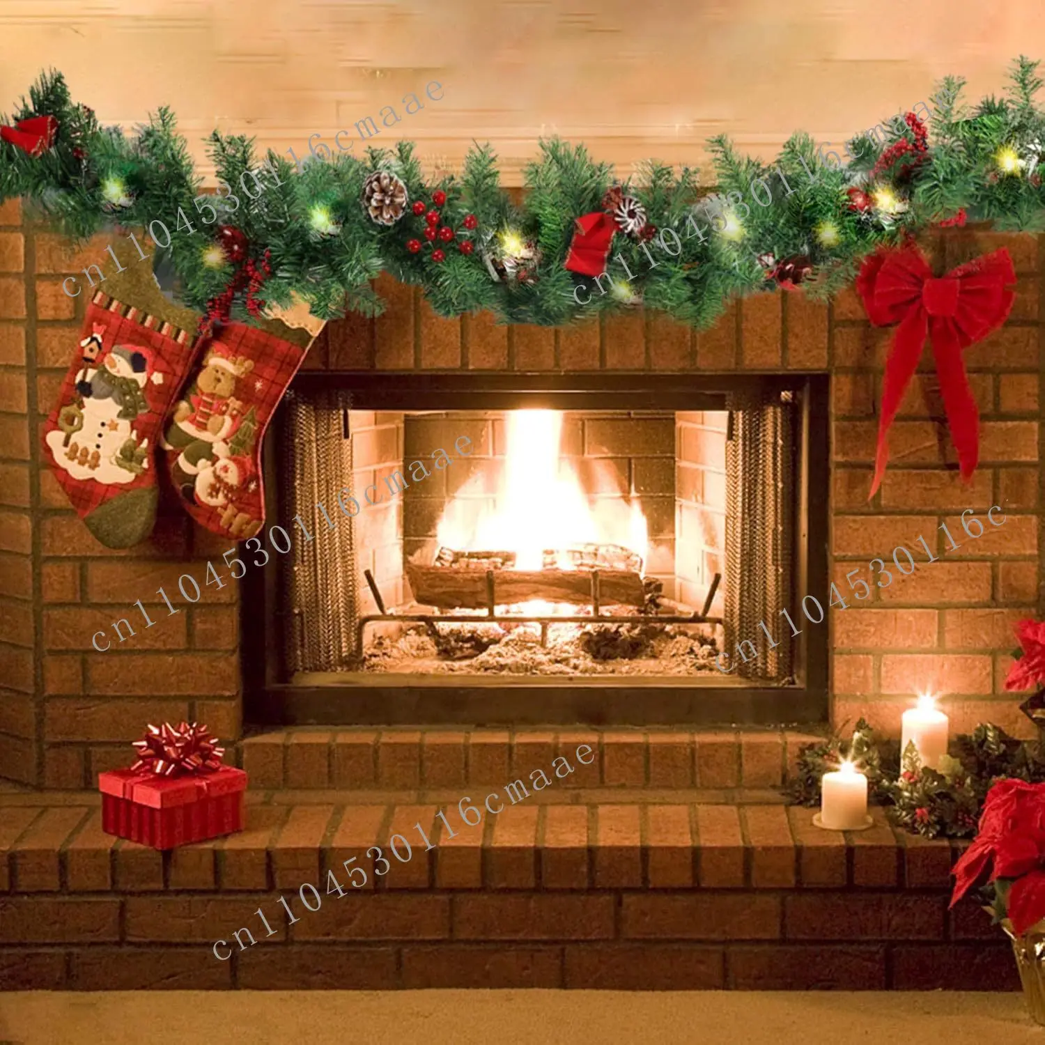 Custom Christmas Ball Red Berry Christmas Vine 1.8/2 Faux Luminous Decorative Wreath