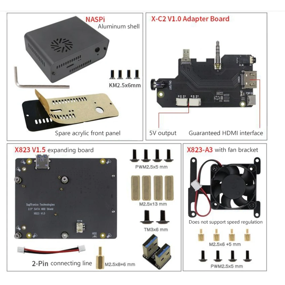 Imagem -05 - Naspi-case Kit de Armazenamento para Raspberry pi 4b 2.5 Sata Hdd Ssd Nas Suporte 98 mm de Espessura Plug us