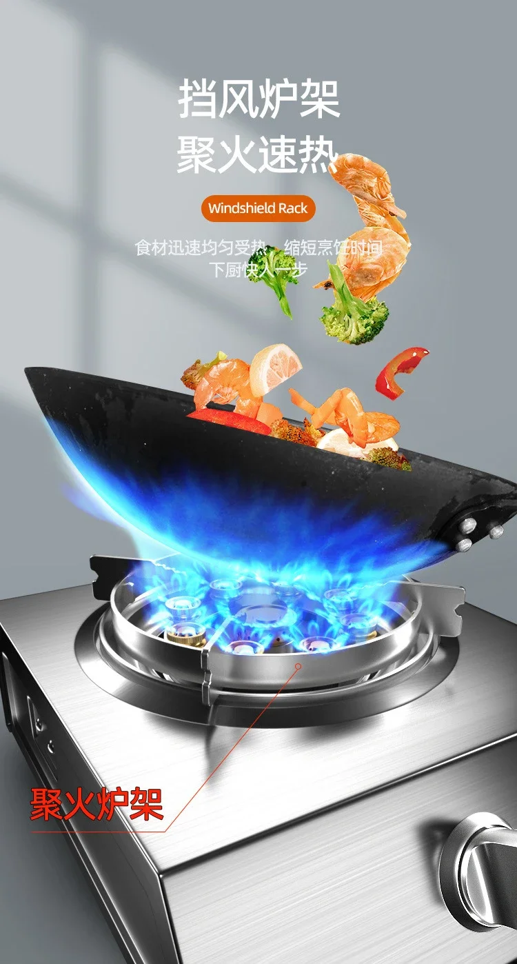 Portable Gas Stove with Single Burner, Stainless Steel Cooker for LPG/Natural Gas AD