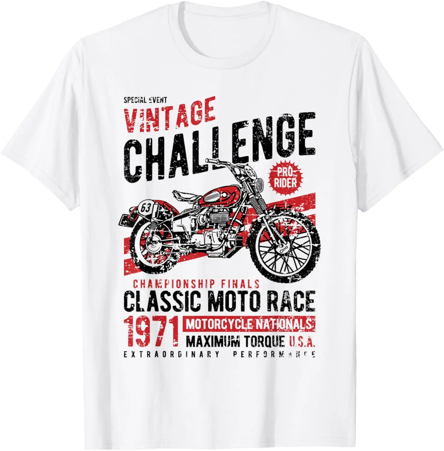 

Vintage Challenge Motorcycle Race Retro Distressed Design T-Shirt Motorcycle