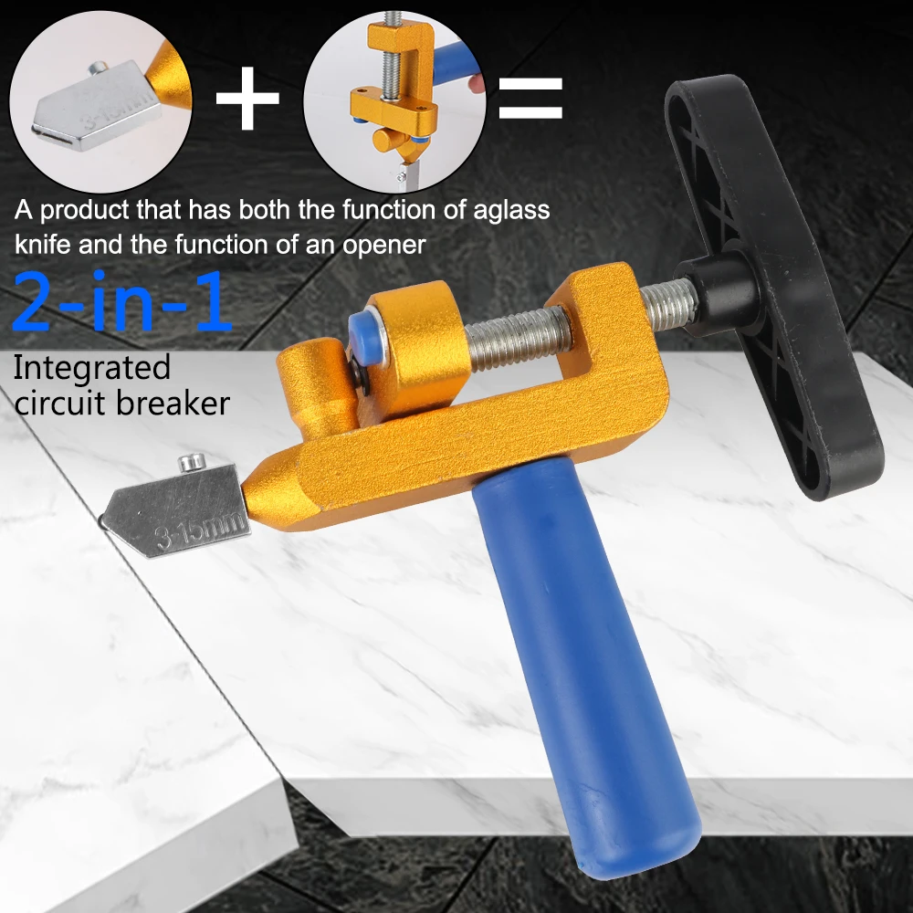 Glass Tile Hand Cutting Tool Tile Breaker Knife Wheel Mirror Cutting Tool Accessories 2-in-1 Tile Cutter Professional