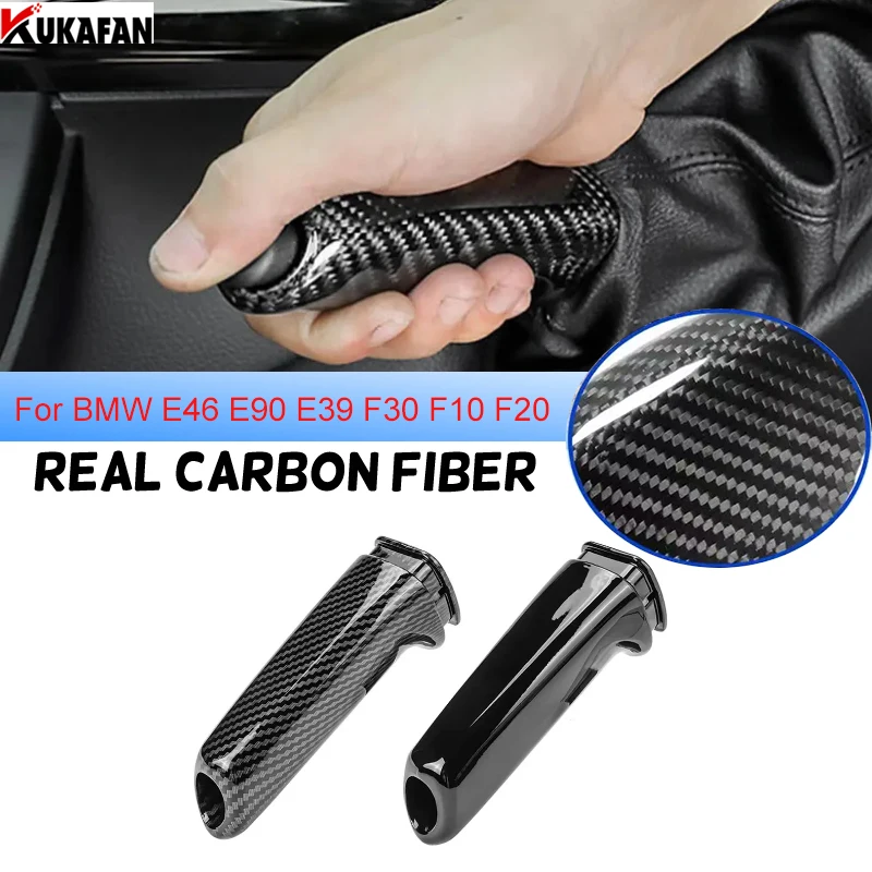 For BMW E46 E90 E92 E60 E39 F30 F34 F10 F20 Accessories Universal Carbon Fiber Pattern Car Handbrake Grips Cover Interior Trim