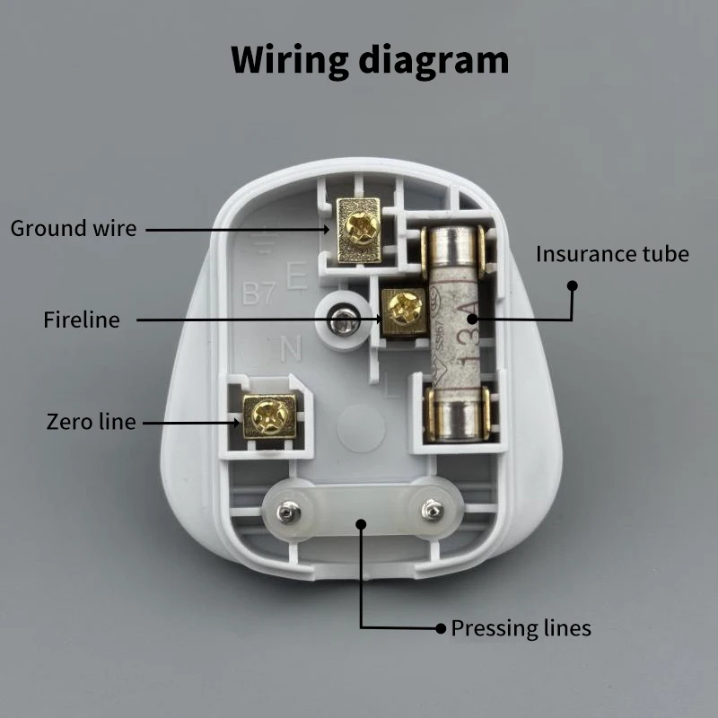 Konektor kabel sekering daya rakitan alat 13A steker utama UK 3 Pin hitam putih tipe G steker listrik dapat dilepas gaya Inggris baru