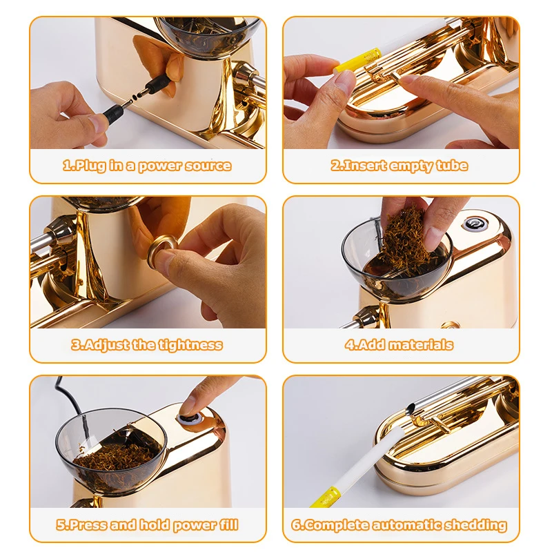 6.5/8 mm Tube and Pre Roll Cones Automatic Cigarette Rolling MachineElectric Tobacco Filling Machine Joint Cigarette Accessories