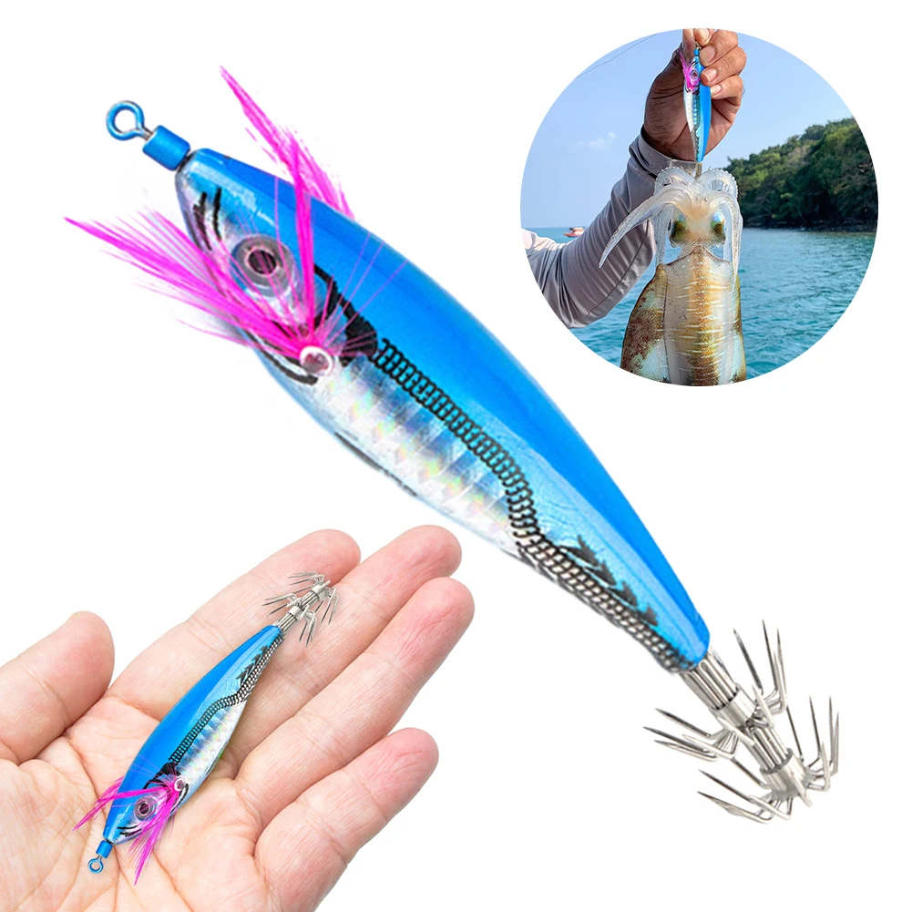 محاكاة الروبيان الحبار الطعم ABS بيونيك خشبية الروبيان وهمية الطعم 7 سنتيمتر عيون ثلاثية الأبعاد مع السنانير لمعدات صيد الأسماك في الهواء الطلق #1