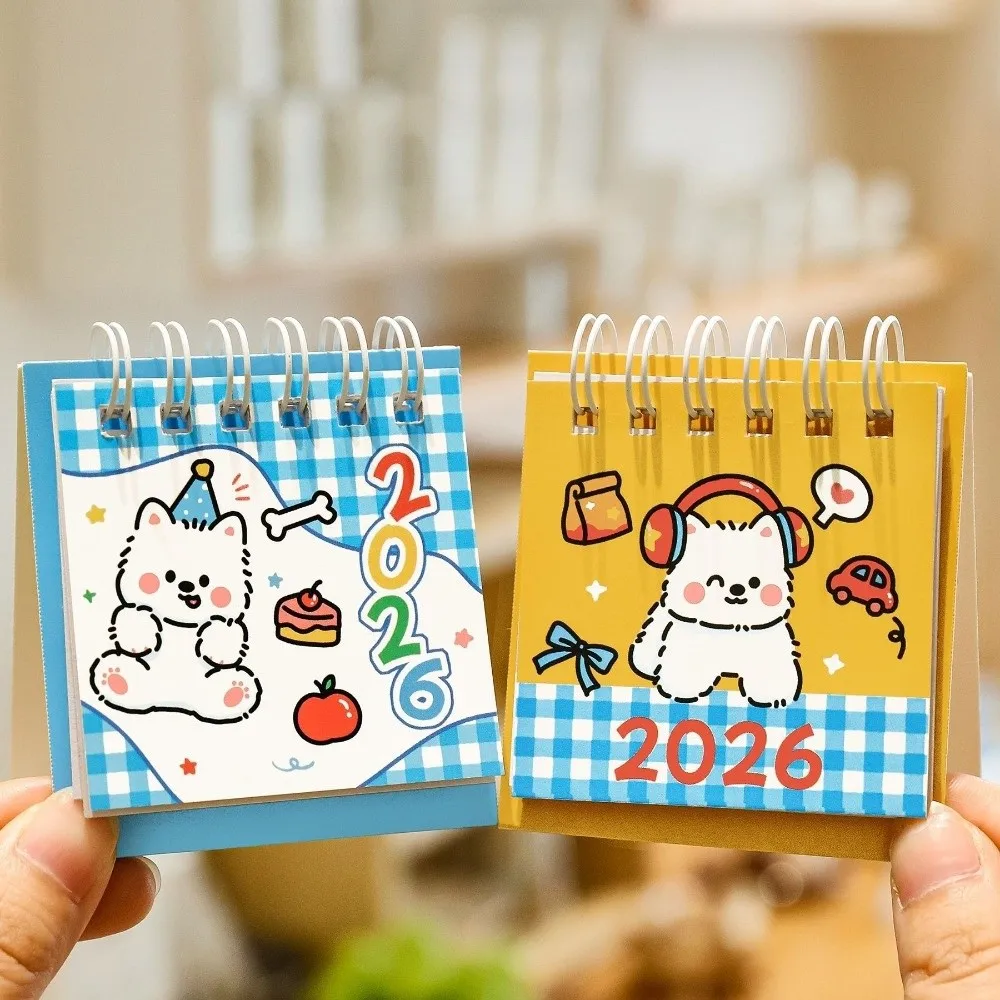 Simple Mini 2026 Desk Calendar Fruit Shape Coil Binding Schedule Planner Portable Cartoon Desktop Calendar Desktop Decoration