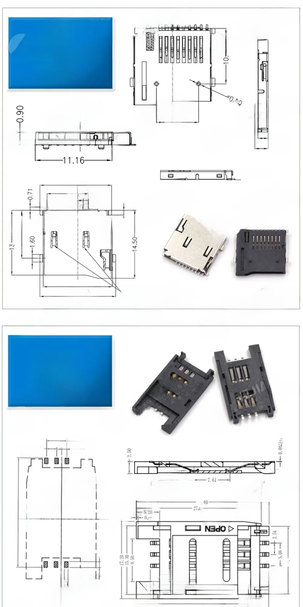 1-5 Stück SD/MINI/TF/SIM/NANO/MICRO Kartenhalter-Schacht mit Selbstauswurfmechanismus – Detail 8