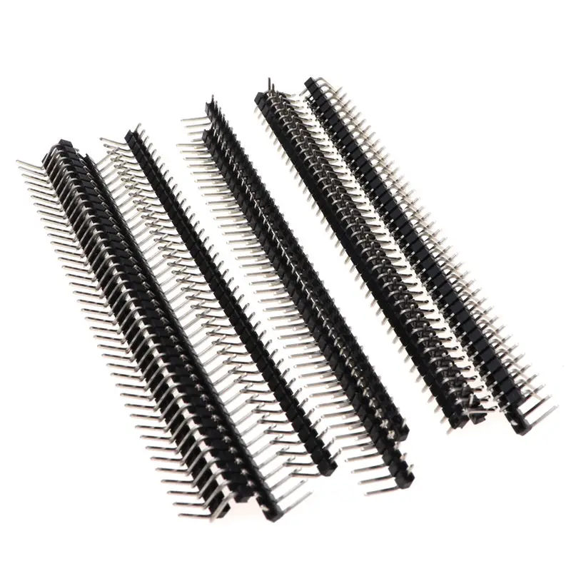 10Pcs/lot 2.54mm 1*40p 90 degree Right angle Single Row Male R/A 40 Pin Header Positive PCB Board Connector Pinheader