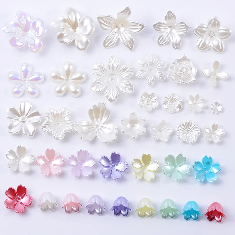 DIY Bridal Clothing Group Fan Color Flower DIY Mobile Phone Case Handmade Resin Pearl Flower Material Spot Wholesale