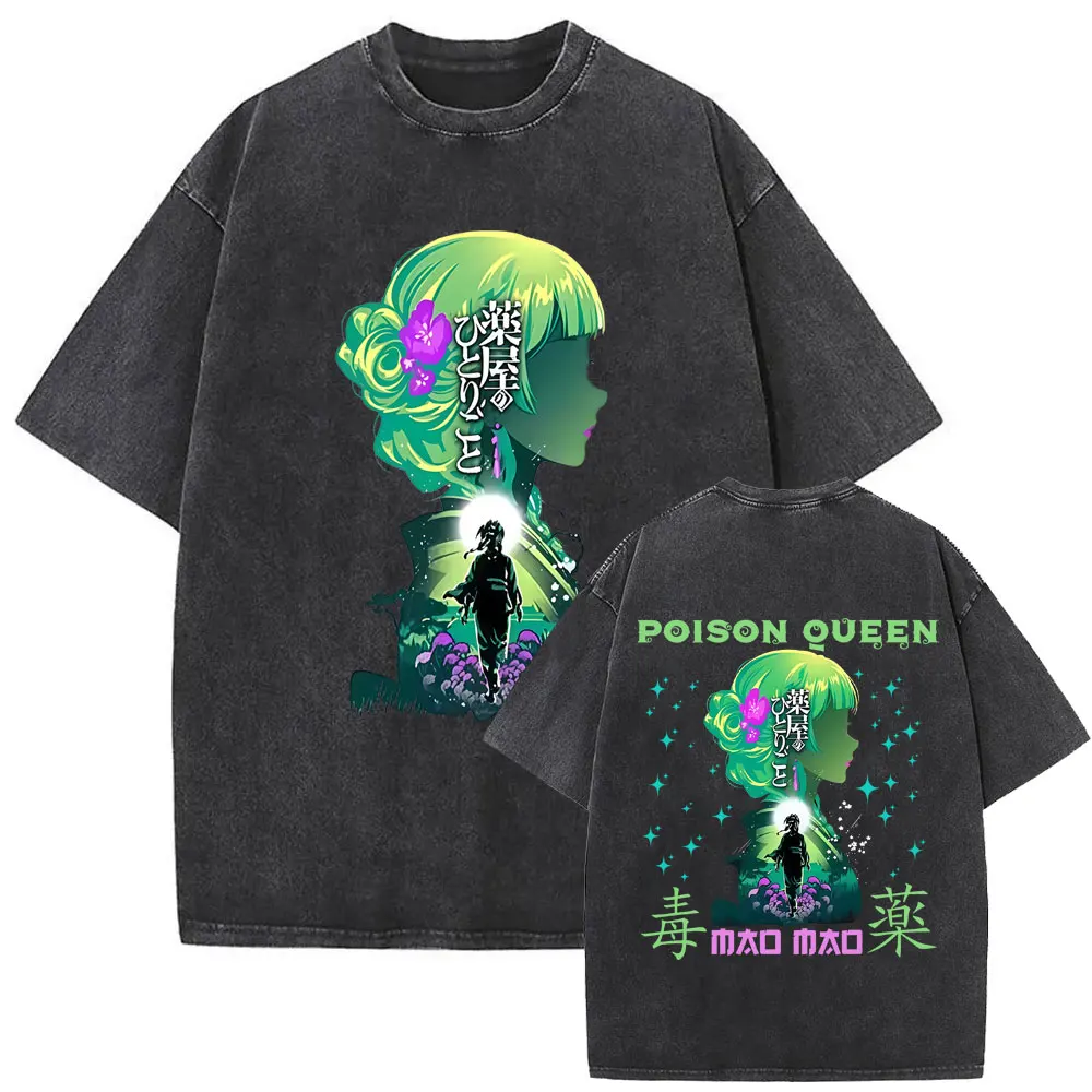 

Washed Vintage Anime The Apothecary Diaries Maomao Double Sided Print T Shirt Men Women Cartoon Casual Cotton Oversized T-shirts