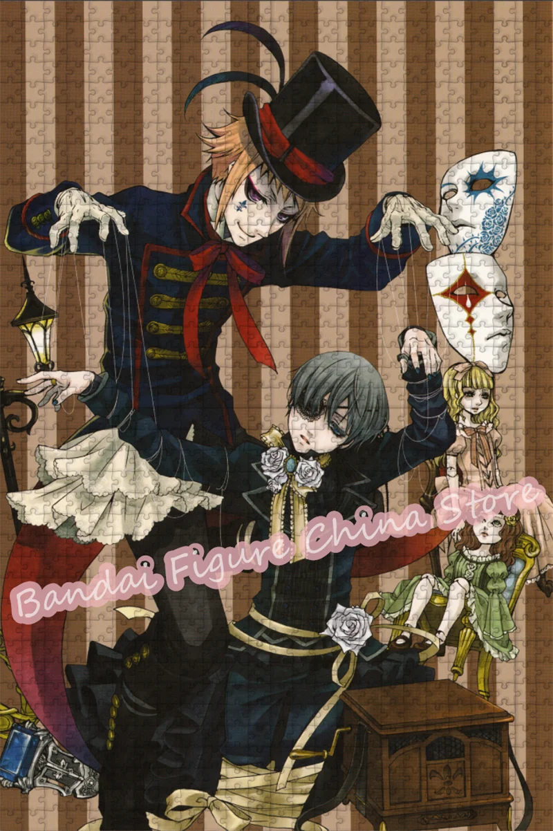 Black Butler Sebastian 300/500/1000 pezzi Puzzle Anime giapponesi Kuroshitsuji Stampa Puzzle per bambini Decomprimere giocattoli
