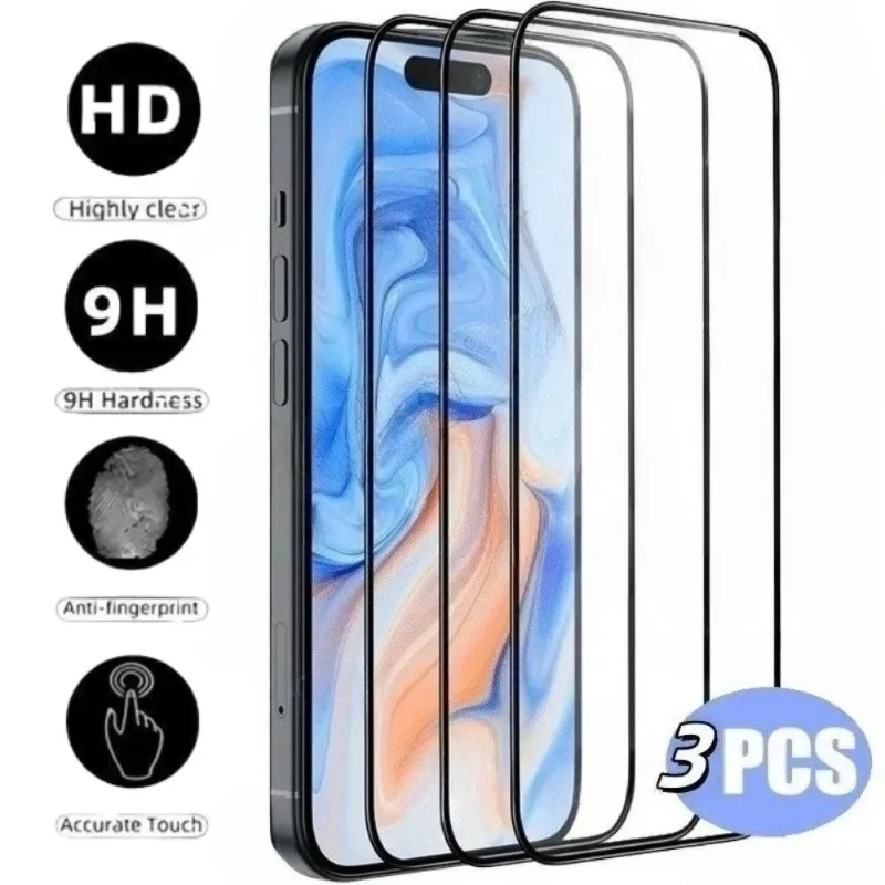 

3Pack 9H Hardness Tempered for iPhone 11 12 13 14 15 16 17 Pro Max 15 14 Plus 13 12 Mini 11 Pro 16E Air Screen Protector