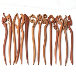 New Chinese Style Peach Wood Pear Wood Antique Style Hairpin Vintage Round Hair Wooden Hairpin Hanfu Womens Hair Accessories