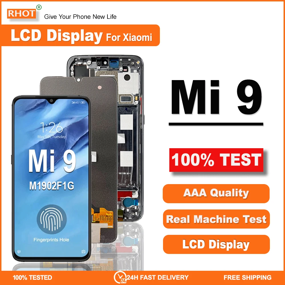 

6.39" High Quality For XIAOMI Mi 9 LCD Touch Screen Digitizer Assembly Replaceable For Mi9 LCD M1902F1G LCD Screen With Frame