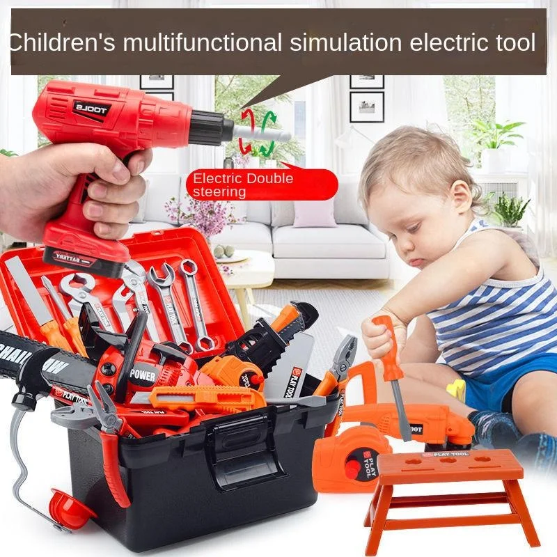 Children Toolbox Toy Boy Simulation Maintenance Electric Drill Platform Repair Baby Screw Assembly