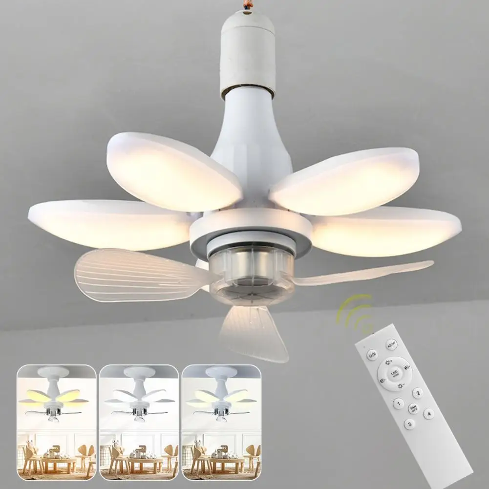 

Ceiling Fan Light Versatile Foldable Socket Ceiling Fan with Remote Control Adjustable Brightness Low Noise Easy for Comfortable