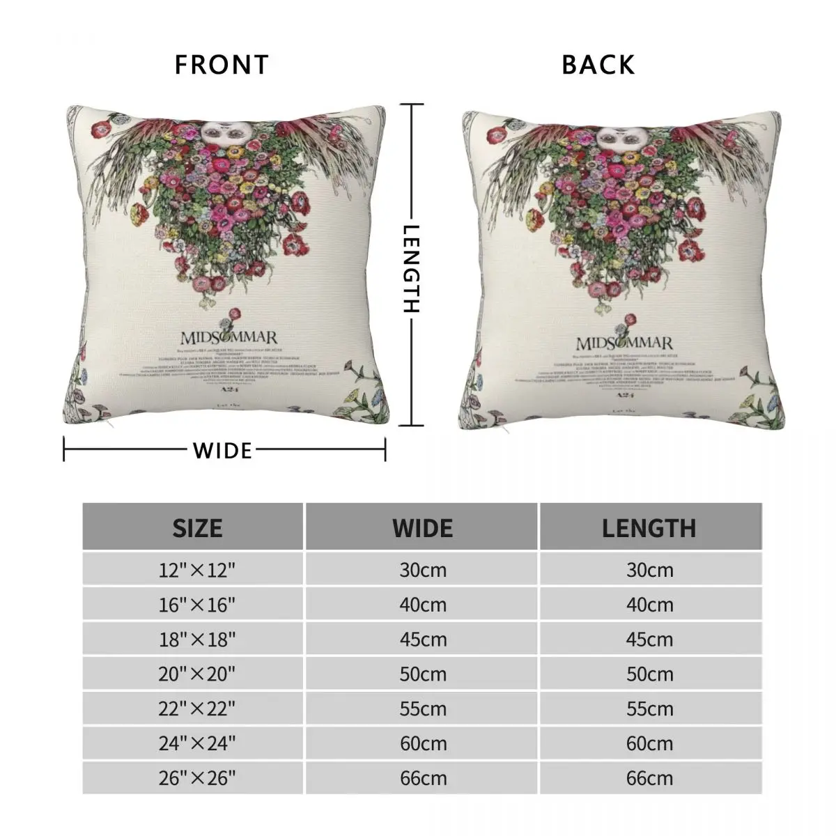 Midsommar Japanese Poster Pillowcase Polyester Linen Velvet Printed Zip Decor Throw Pillow Case Car Cushion Case