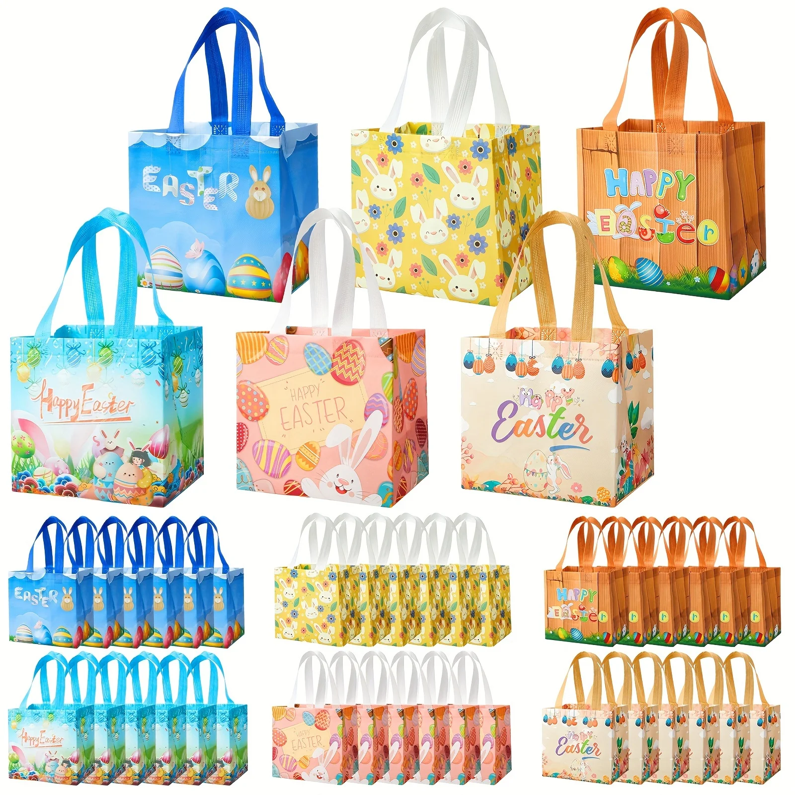 

36Pcs Easter Gifts Packaging Bags Bunny Reusable Gift Tote Treat Goodie Candy Bag for Kid Wrapping Egg Hunt Party Favor Supplies