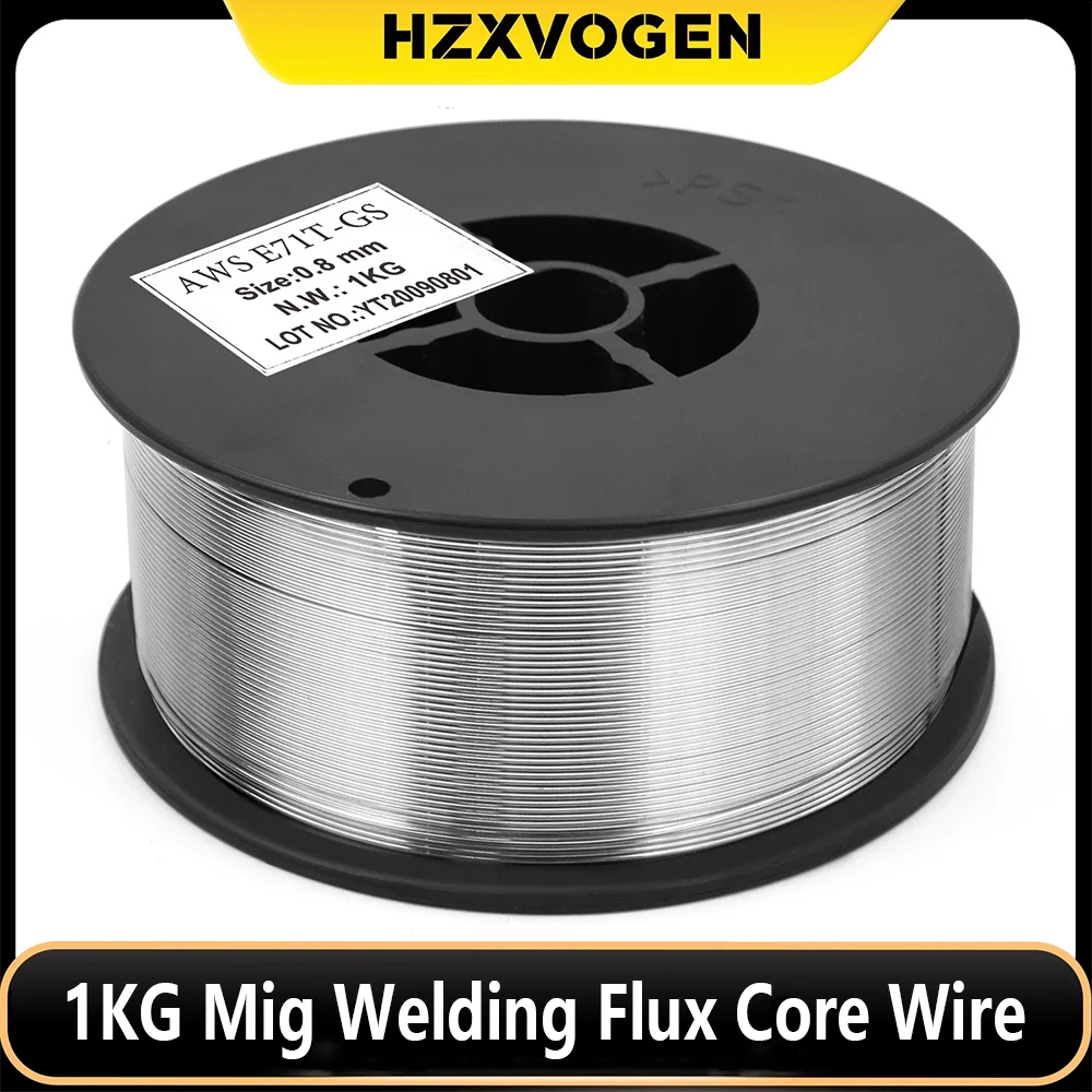 Hzxvogen-mig Welding Flux Cored Wire Gasless Fios Ferro Aço Carbono Soldador Acessórios para Solda 1kg 0.8 0.9 mm