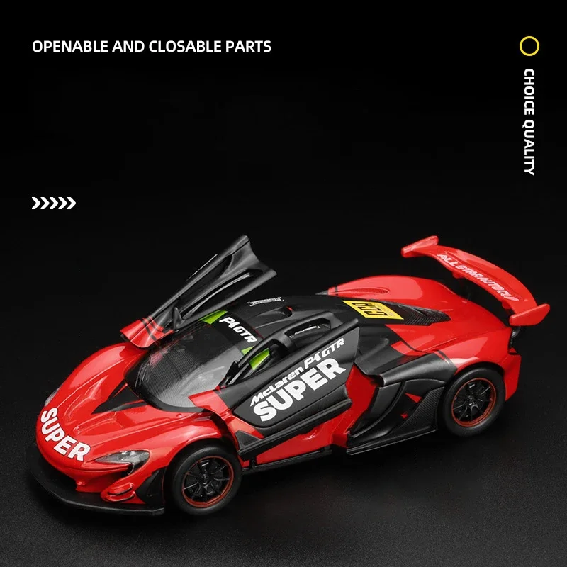 1:32 McLaren P1 GTR Supercar Alloy Car Toy Car Metal Collection Model Car Sound And Light Pull Back Toys For Children