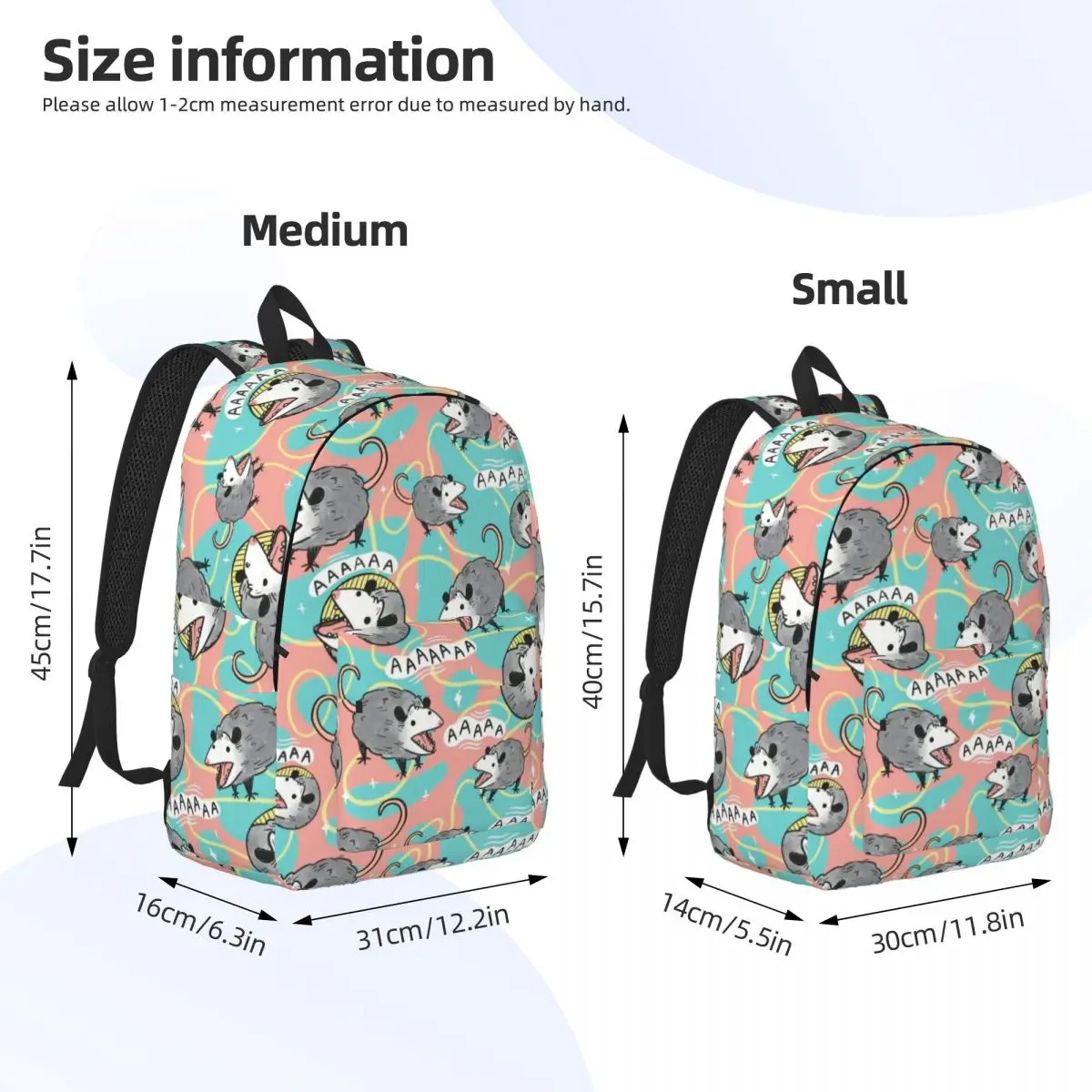 Opossum Screm Pattern Classical Backpack Outdoor Student Business Possum Animal Daypack for Men Women Laptop Computer Canvas Bag