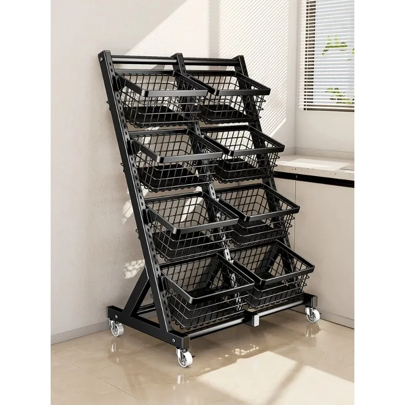 Bold Flagship Oblique Shelf Floor-to-Ceiling Multi-Layer Vegetable and Fruit Multi-Functional Vegetable Basket Living Room Snack