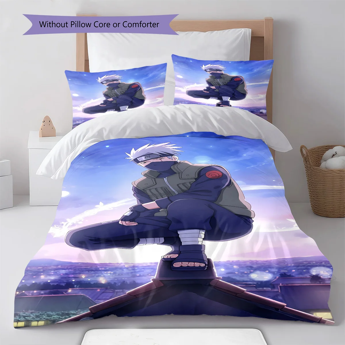 Naruto Dynamic Pose Anime Bedding Set Duvet Cover Polyester Soft Comforter Bedroom Set -QJY