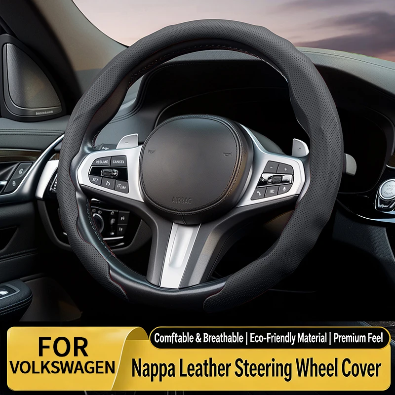 

TPU Nappa Leather Steering Wheel Cover round For Volkswagen Passat Tiguan Golf Touareg Polo Jetta Touran Multivan Caddy