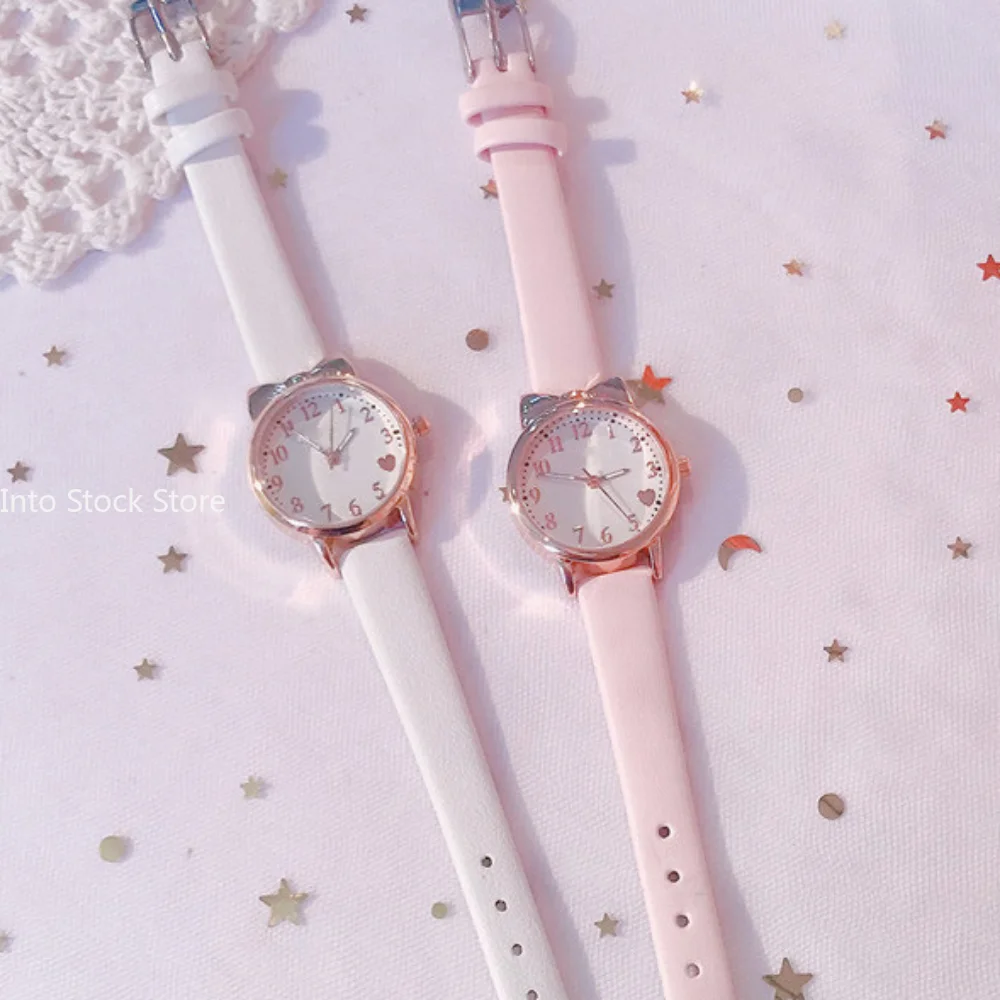 Fashion Kids Love Digital Dial Children Watch Set Leather Strap Quartz Watches Kid Girls Clock Children Watch + Bracelet no box