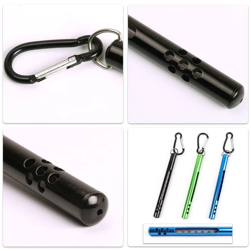 Fly Fishing Thermometer Stream Rivers Temperature Measurement with Carabiner Portable Pocket Fish Tools Accessories Black