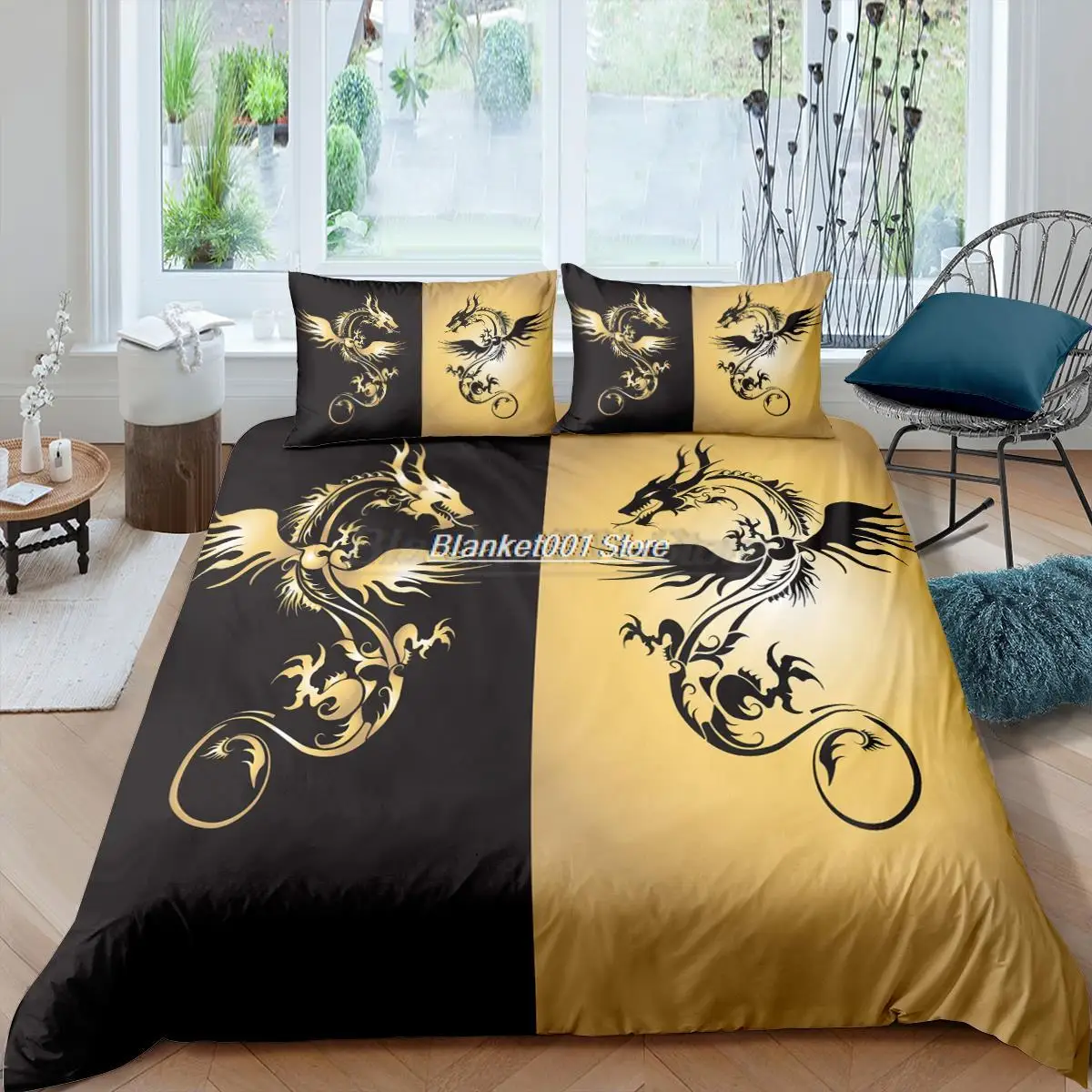 

Home Textiles Luxury 3D Dragon Print Duvet Cover Set 2/3 Pcs Pillowcase Kids Bedding Set AU/EU/UK/US Queen and King Size