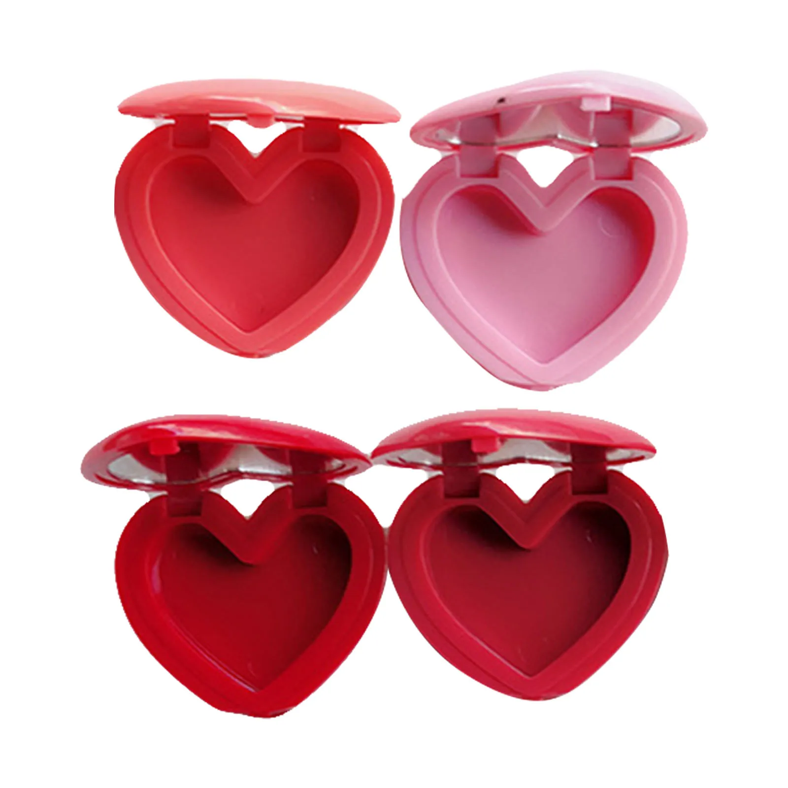 4pcs Heart Shaped Refillable Plastic Cream Bottles Travel Containers Portable Empty Lipstick Cases Storage Boxes For Cream