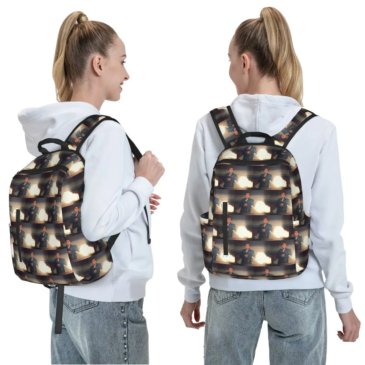 Scarface Tony Montana Shooting Backpack Daypack Large Capacity Kids BookBag School Bag Shoulder Bags for Men Women