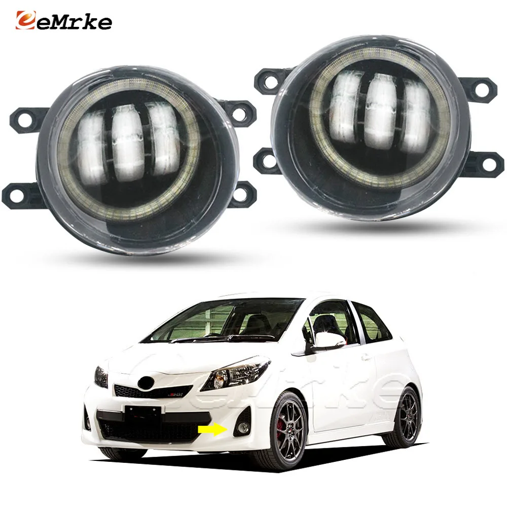 Upgrade Led Fog Lights PTF for Toyota Yaris SE Vitz RS 2010 2011 2012 2013 2014 Lens Angel Eyes Car DRL Daytime Running Lamp