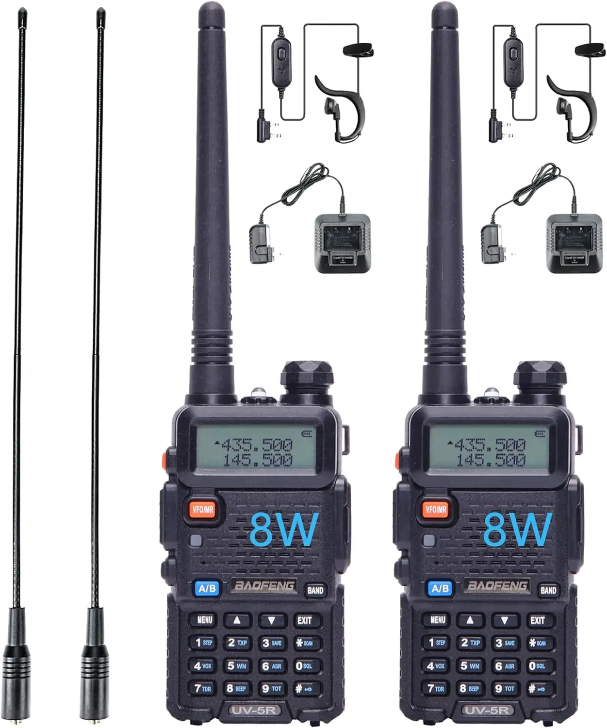 BAOFENG-UV-5R Rádio de Duas Vias, Compatível com Urdidura, 8W, VHF, UHF, Rádio de Duas Vias, Longo Alcance, Compatível com Caminhar, Caça, Acampamento, Esqui