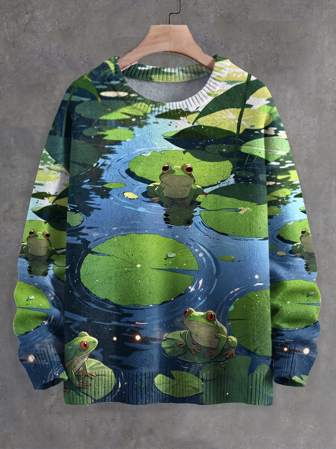Frog Series "Ugly Sweater"—featuring a 3D-printed frog design; a brand-new winter style that is cozy and warm; unisex.