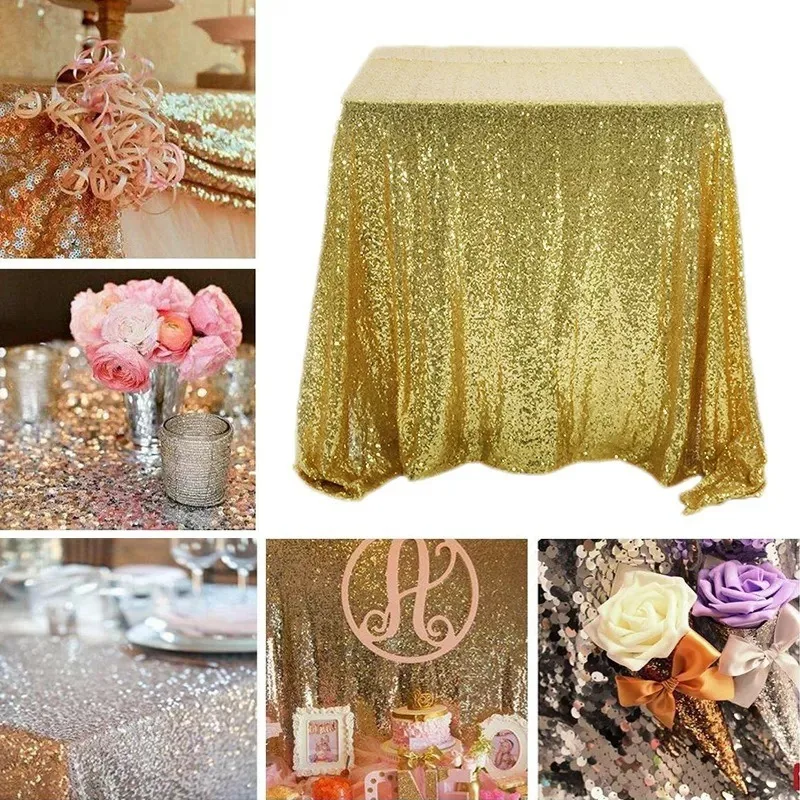 Shiny Sequin Tablecloth for Hotel Wedding Party Christmas Decoration Fabric Art Dessert Table Cover for Special Occasions