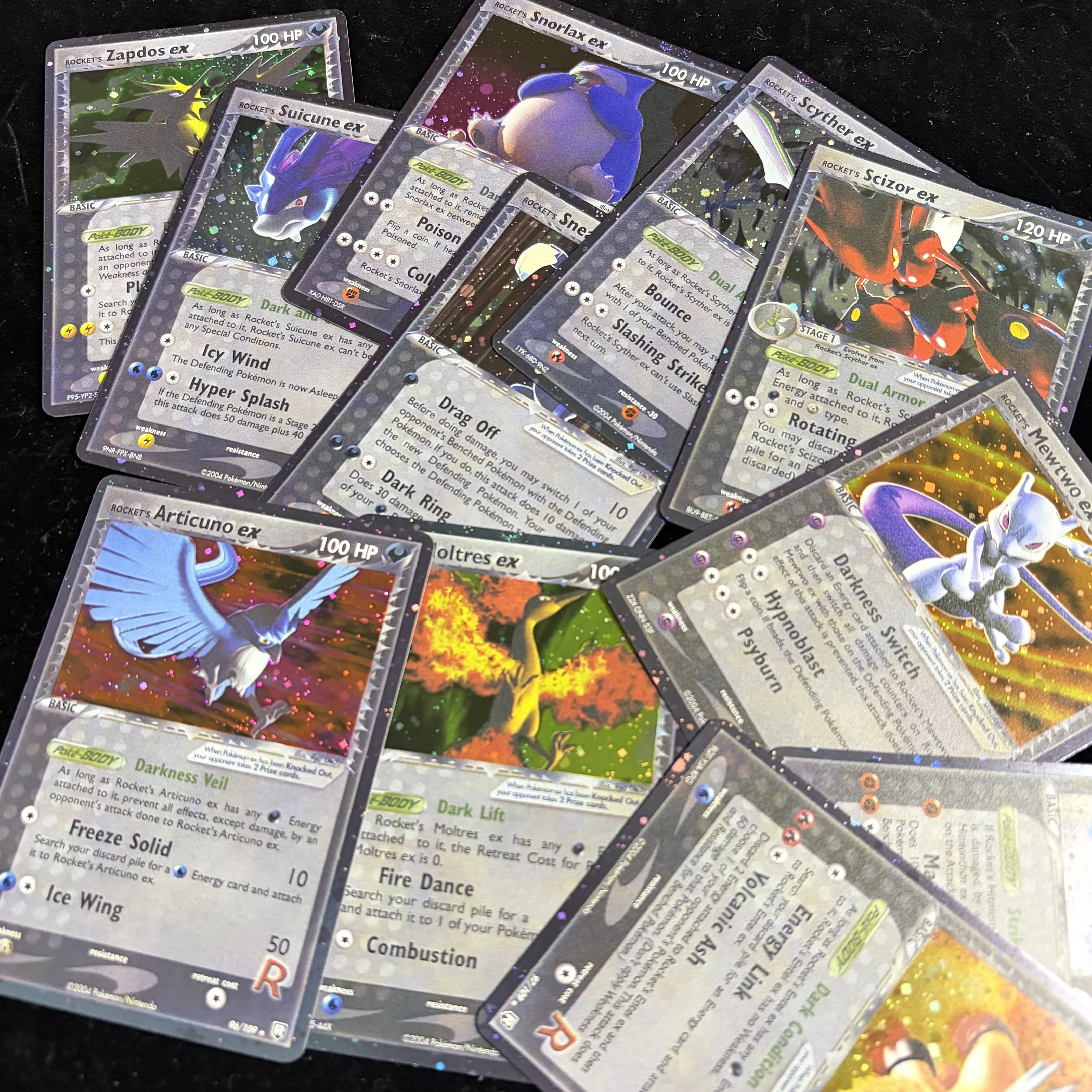 30Pcs PTCG EX Team Rocket Returns TRR Holo Cards Set Rocket's Moltres#100‑109 Mewtwo #99 Anime Tcg Trading Game Cards DIY Toys