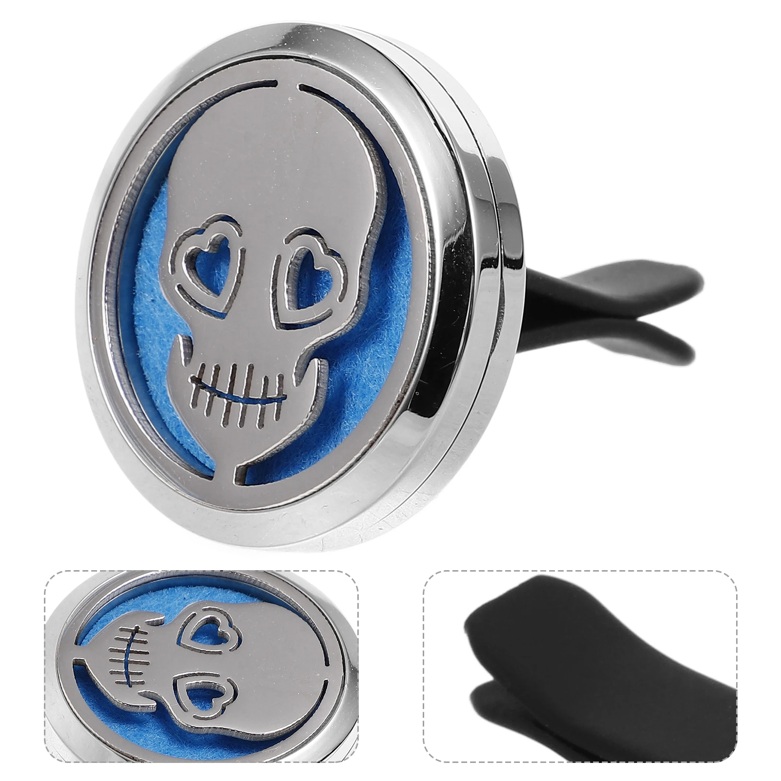 

Car Aromatherapy Clip Hollow Skull Design Stainless Steel Vents Dashboard Decorations Air Vent Clips Aroma nament Car Home